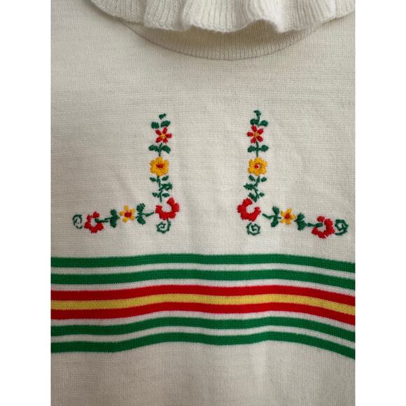 Vintage Little World Floral Striped Knit Sweater Dress Size 18 months-2T - Picture 7 of 8